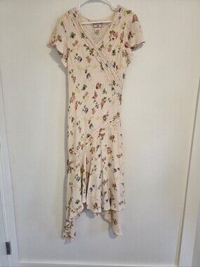 April Cornell Vintage Boho Delicate Pink Floral Midi Dress